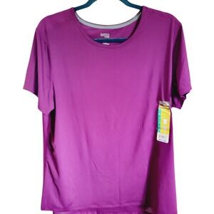 Danskin XL Womens Short Sleeve Mesh‎ T-Shirt Purple Performance Solid NEW